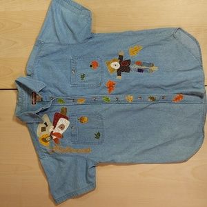 Hand painted northcrest button-up shirt size large denim